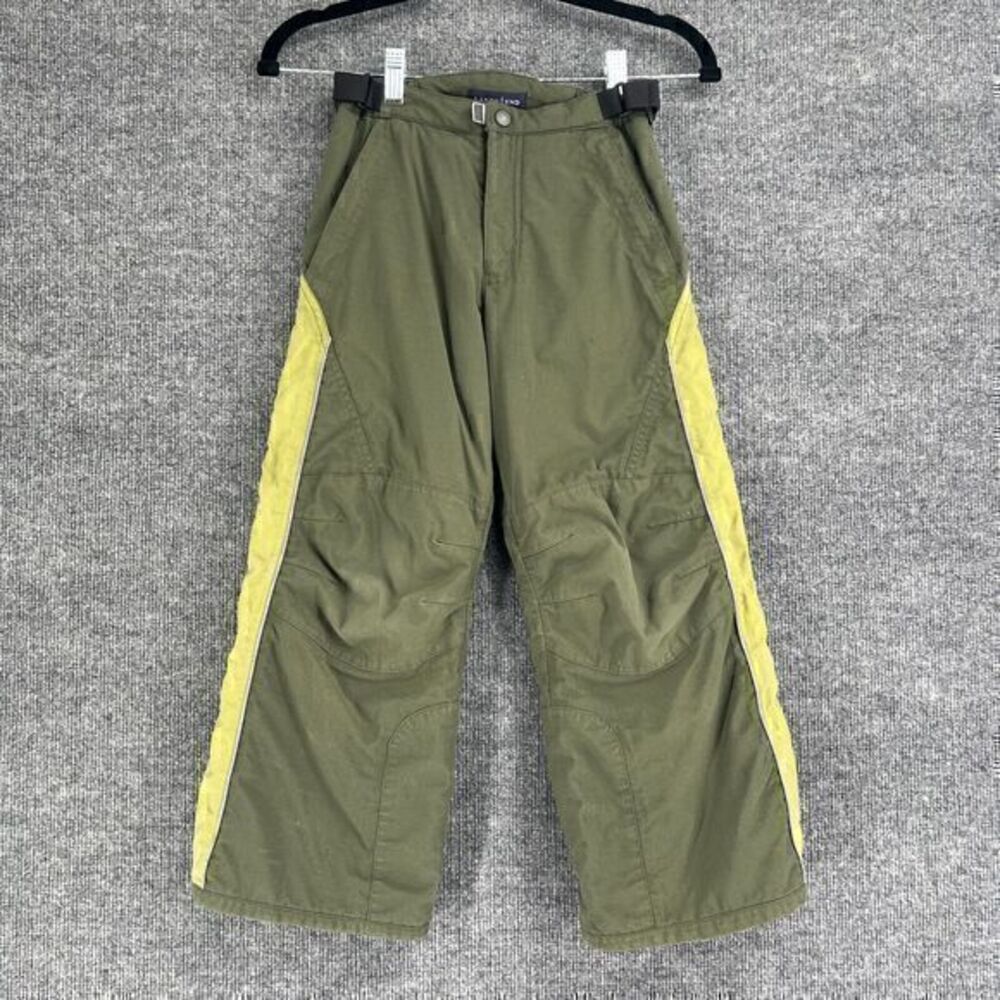 Lands End Kids 7 Snow Ski Snowboard Pants Green Insulated Pockets Belted